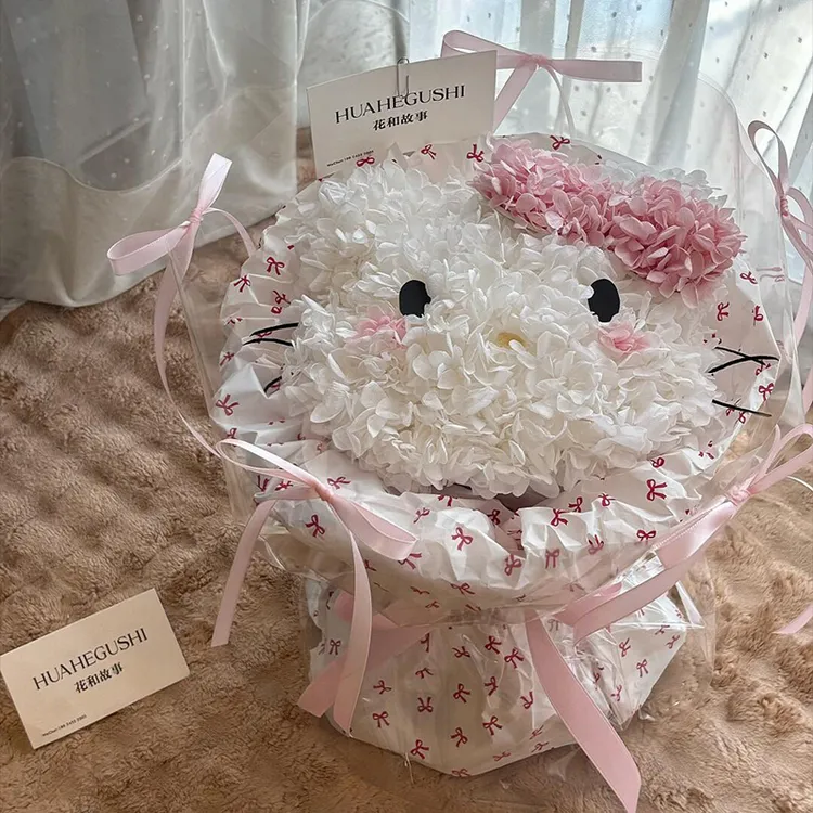 【毕业礼物】可爱凯蒂猫kitty仿真花花束成品永生花实用高档生日