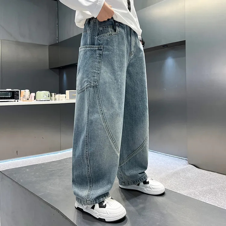 男童裤子夏装2025新款儿童夏款牛仔裤中大童男孩防蚊休闲长裤潮酷