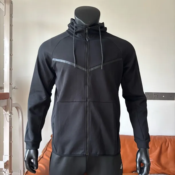 男子秋季运动休闲连帽卫衣 黑色与黑灰款可选