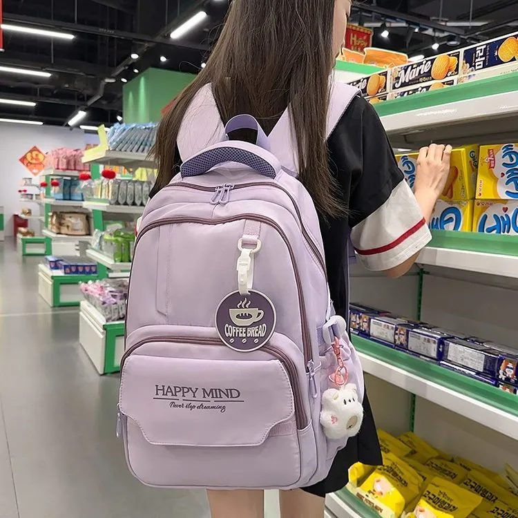 双肩背法式减负中学生初中女生新款大简约百搭少女书包