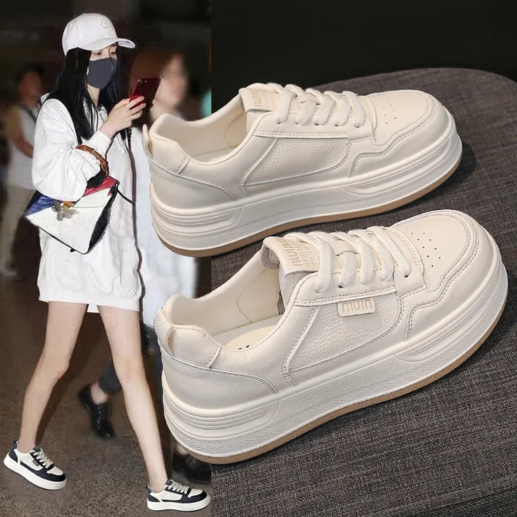 厚底女鞋秋季2025新款时尚百搭板鞋女款休闲运动增高轻便小白鞋女