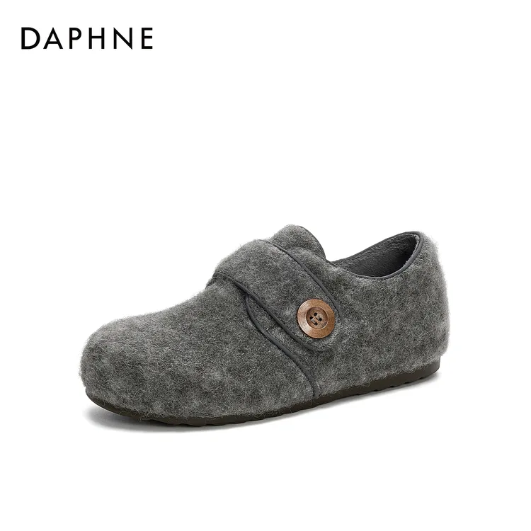 达芙妮秋季新款时尚百搭女鞋气质优雅平底舒适软底魔术贴玛丽珍鞋