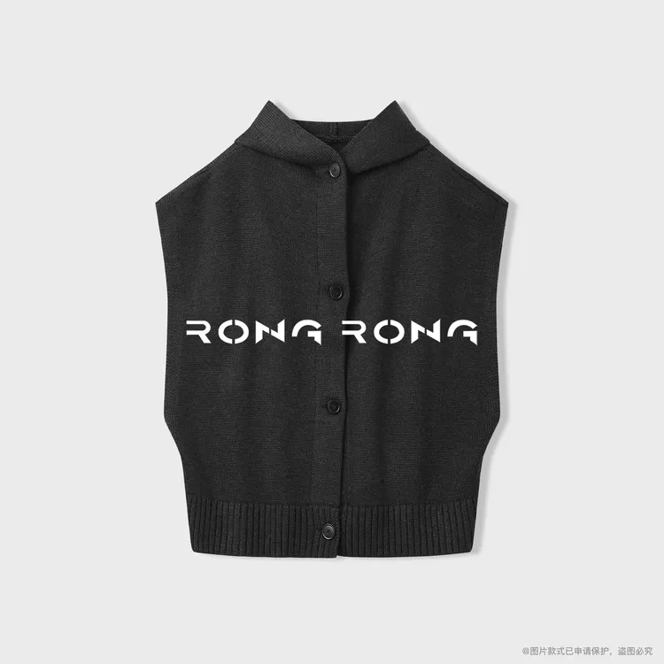 溶溶【松弛公式】RONGRONG羊毛混纺单排扣休闲连帽针织马夹25C00791