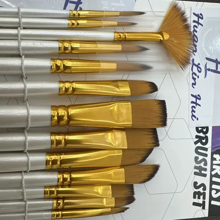 水粉笔多种锋行白杆组合套装工具上色厂家直销外贸出口扇形狼毫