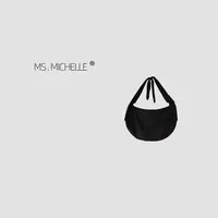 MS.MICHELLE 小众设计师款黑色肌理感百搭休闲斜挎大包包1121