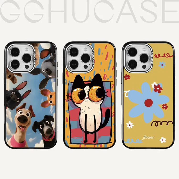 乖乖虎原创套边怪诞小猫适用苹果iPhone16promax简约15/14手机壳