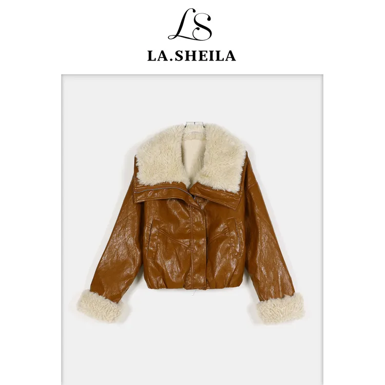 LA.Sheila“小飞雪”毛绒翻领加绒加厚皮衣外套253-WT/1110-1815
