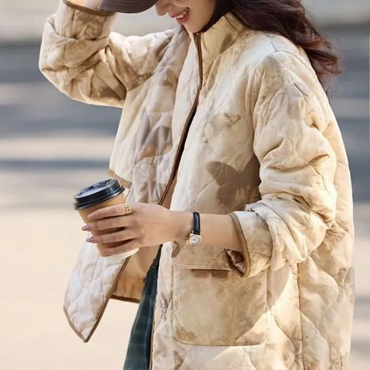 新中式轻薄羽绒棉服女装冬季复古国风重工刺绣盘扣立领棉衣外套