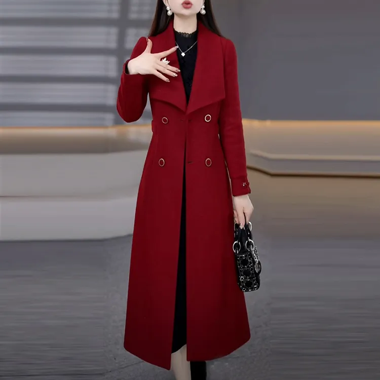 博莱精纺大衣女2025秋冬季新款高级感时尚气质显瘦中长款保暖外套