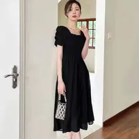 【SY248】2025夏季新款气质显瘦高级感设计泡泡袖小个子连衣裙女装