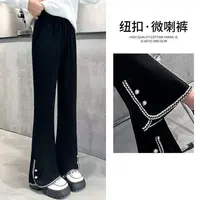 精品女童灯芯绒休闲裤秋冬宝宝加绒打底裤儿童微喇一体裤子中大童
