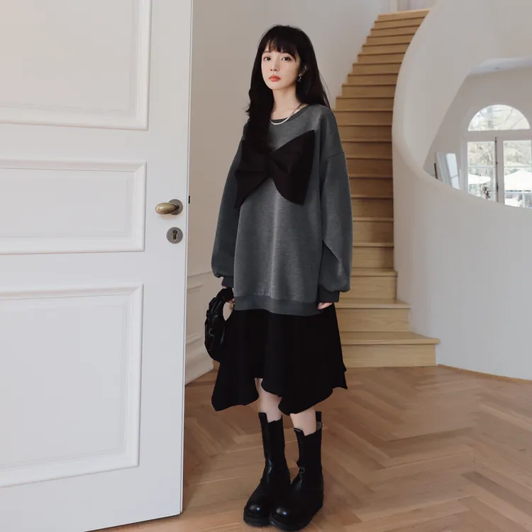 DAMO孕妇秋装连衣裙春秋新款法式高级感秋季大码宽松时尚卫衣裙子