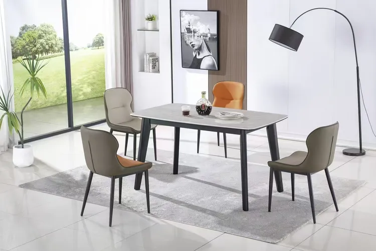 现代极简长餐台餐桌家用岩板餐桌简约意式微晶长方形餐桌餐桌椅子