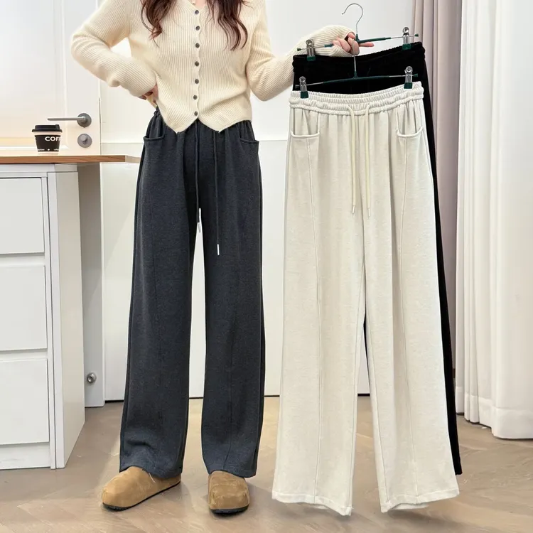 直筒休闲裤百搭垂感糯米镰刀裤秋季高腰显瘦大码