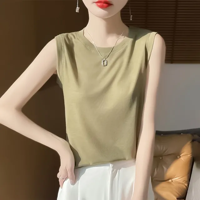 2025年春新款吊带背心女内搭宽松显瘦精致圆领配西装针织打底无袖