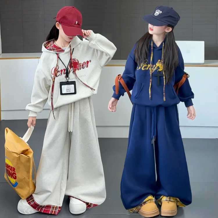 女童卫衣套装春秋款2025新款6-12岁潮款女大童休闲运动秋装两件套