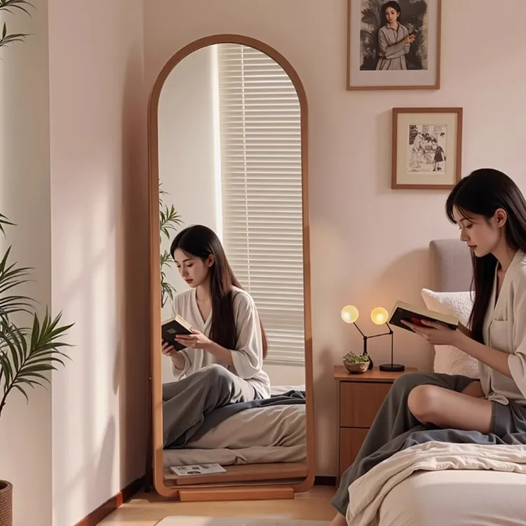 中古风镜子全身镜落地镜家用卧室内客厅轻奢高级感法式玻璃穿衣镜