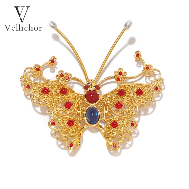 铜合金胸针 【春和景明】馆藏复古金色蝴蝶胸针轻奢高级感别针吊坠