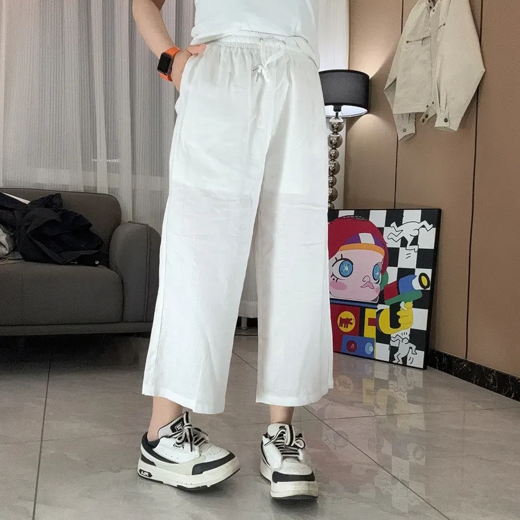 南瓜色直筒裤夏季阔腿裤宽松春季休闲裤纯色森系阔腿休闲九分裤