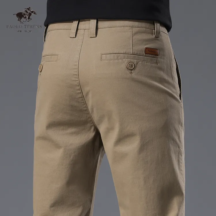 香港卡其色休闲裤男款2025新款秋冬弹力商务修身直筒纯棉加绒裤子
