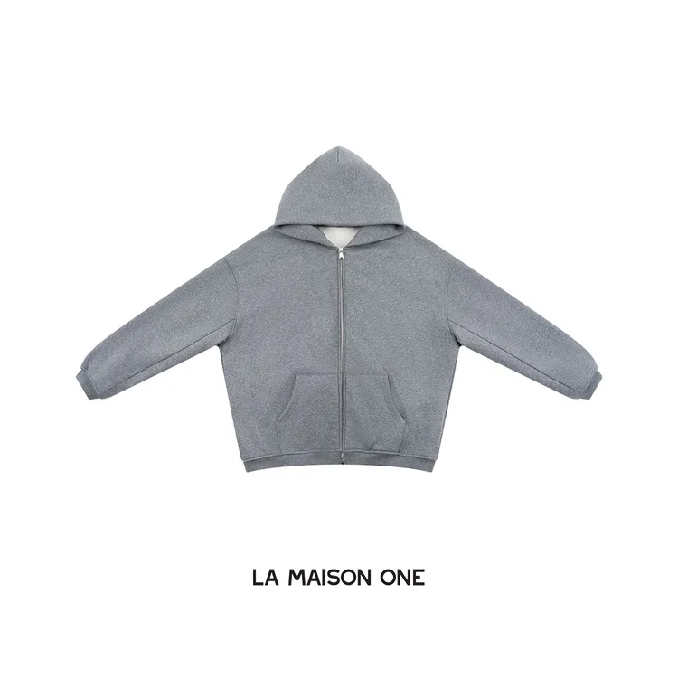LA MAISON ONE  100棉拉链宽松muji学院连帽卫衣L253W097
