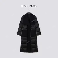 DALI PLUS“羊绒黑闪大翻领鹅绒服”优雅收腰长款羽绒服-D5CH4629