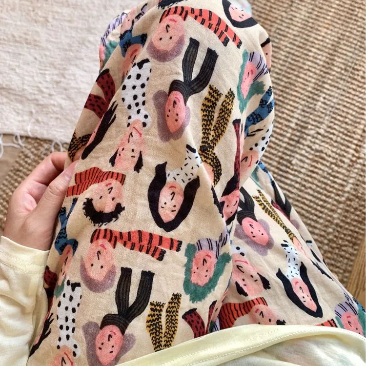 新品a类全棉双层纱睡裤围巾小人新款宽松舒适睡裤有口袋居家长裤