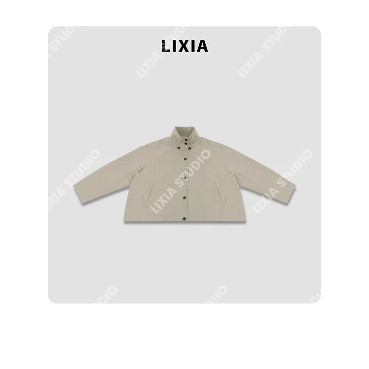 LIXIA【麦田序章】立领山系设计师工装慵懒风棉质宽袖外套-D9539