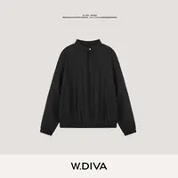 W.Diva【扣叙】通勤百搭解构立领弹力束口羊毛套头小衫53S022900
