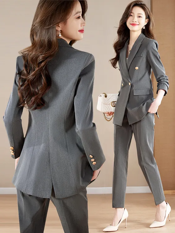 灰色西装套装女2025新款职业装高级感气质职场正装工作服西服