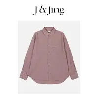 J&Jing-「水盐樱花」-IU同款宽松百搭宽松格子衬衣外套E269