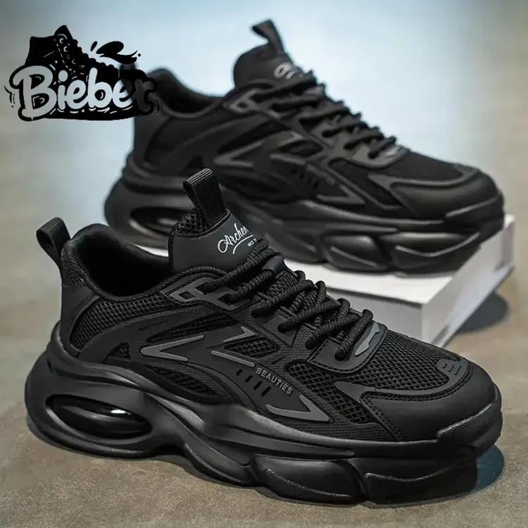 断码保罗官网欧洲站黑武士男款鞋纯黑色运动鞋男款干净感痞帅男鞋