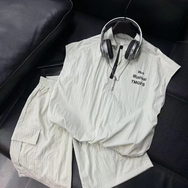 吾2025【Y】5月8日 儿童时尚潮酷米色休闲短袖套装5276-