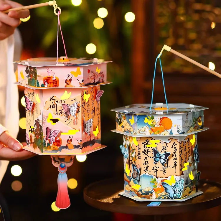 2025新款春季灯笼古风兔子小花灯儿童手工diy户外手提宫灯挂饰