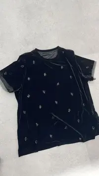 25269潮女时尚百搭重工钻钻圆领丝绒短袖T恤气质休闲轻奢宽松