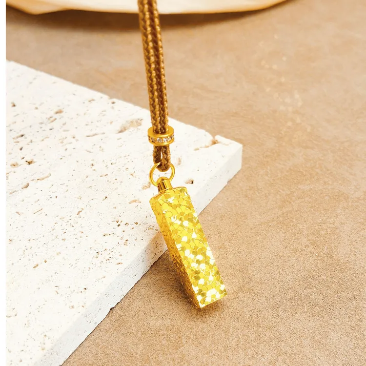 铜合金项链 四方来财碎冰冰印章小方砖项链