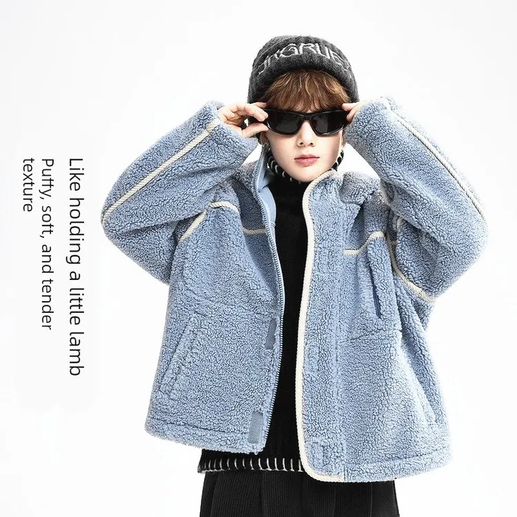 童装男童毛毛衣2025秋冬新款中大童连帽加厚羔羔毛上衣冬款外套