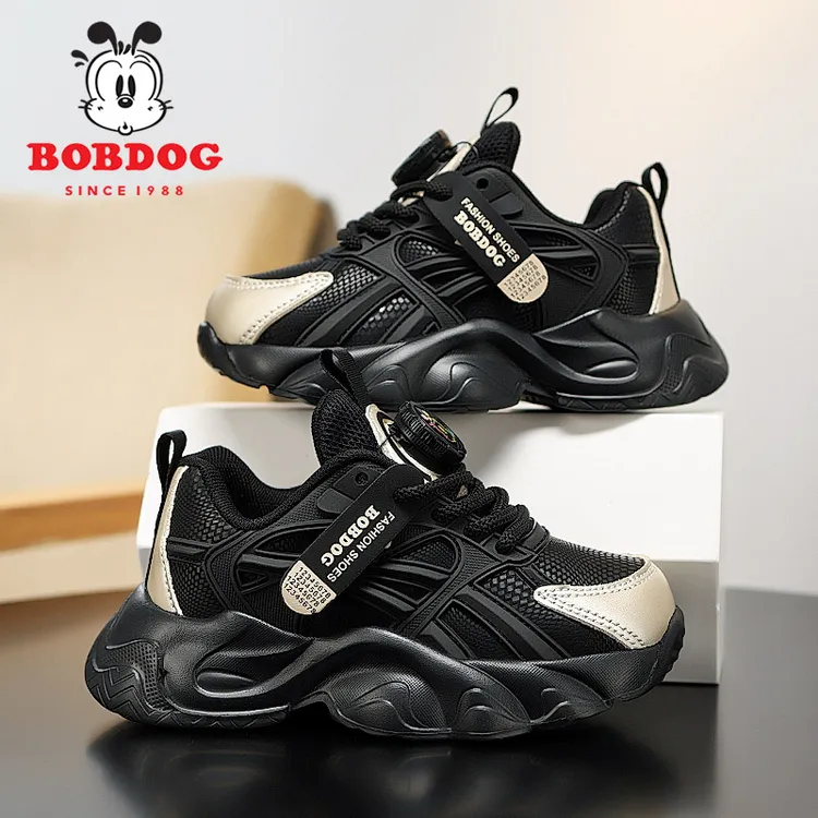 Bobdog/巴布豆儿童运动鞋2025春秋新款皮面男童鞋女童百搭老爹鞋