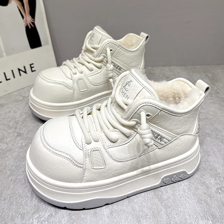 软皮羊毛厚底雪地靴女2025新款冬季加绒加厚保暖棉鞋小胖丁面包鞋