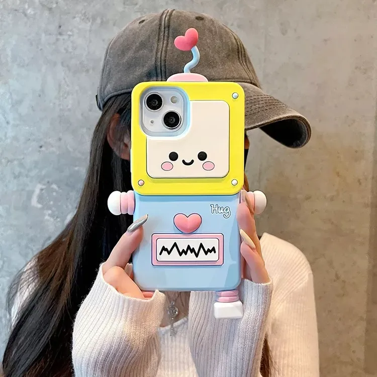 【适用苹果oppo华为vivo】天线宝宝机器人爱心可爱立体软硅胶手机壳