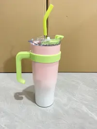 不锈钢保温杯大容量吸管冰霸杯颜色随机 NN