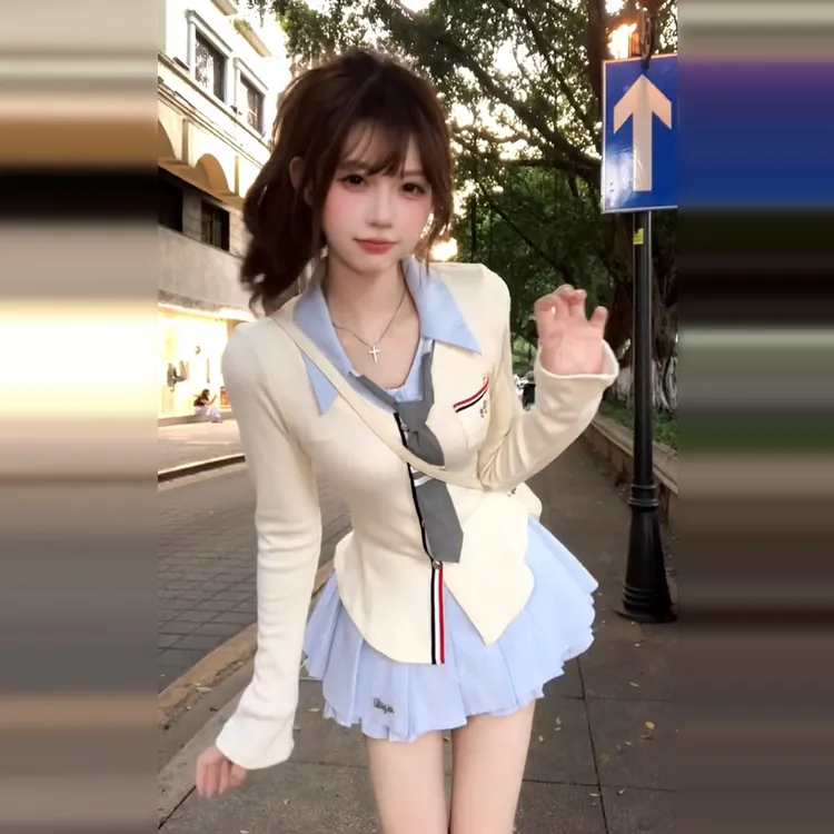 韩系学院风连衣裙子女早秋季2025新款miu系千金感高级感套装短裙