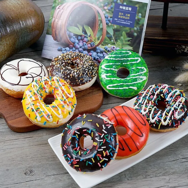 仿真甜甜圈模型假蛋糕面包奶油花艺橱窗婚庆摆件展示道具早教玩具