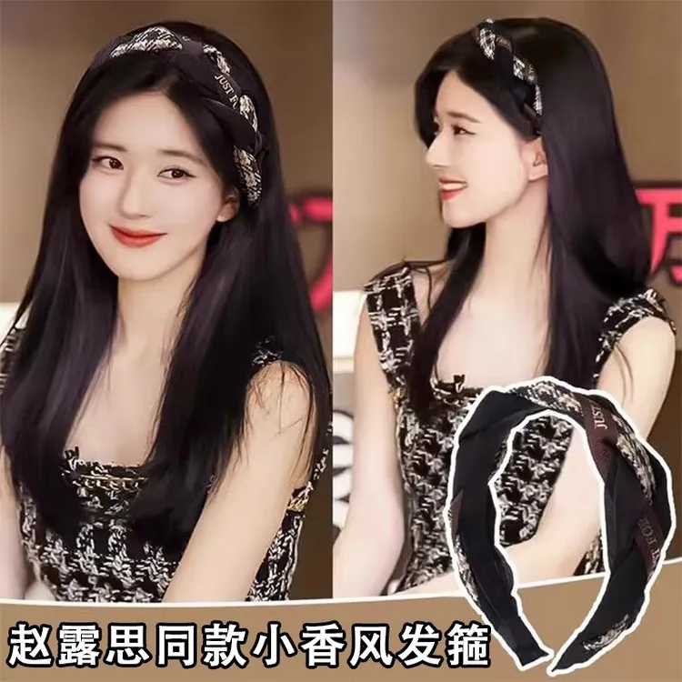 白鹿同款颅顶褶皱发箍女款早春发卡显脸小2025年新款洗脸头箍手工