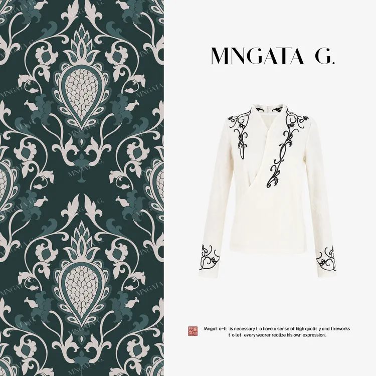 MNGATA G.宫小妍【刺绣·空云无尽】莱赛尔早秋新中式上衣5061652