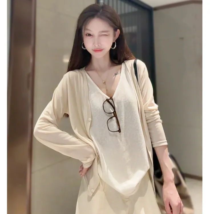 莱赛尔天丝防晒开衫夏季宽松薄款显瘦外搭空调衫气质冰丝短款女商品图