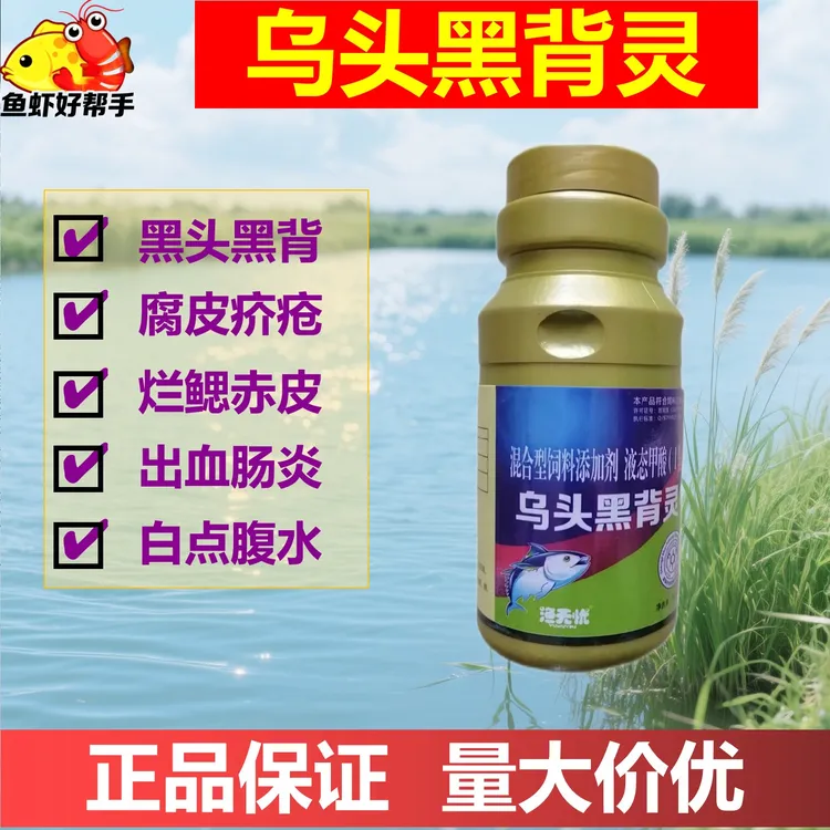 正品乌头黑背灵水产鱼药草鱼鲫鱼鲢鱼黑背出血烂鳃肠炎乌头瘟