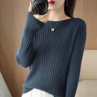 春秋爆款一字领长袖打底绒衫毛衣女套头修身百搭针织衫内搭毛衫