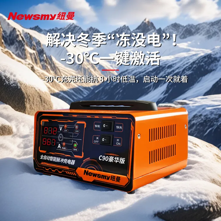 纽曼电瓶充电器摩托车电动车蓄电池修复器12V24V通用