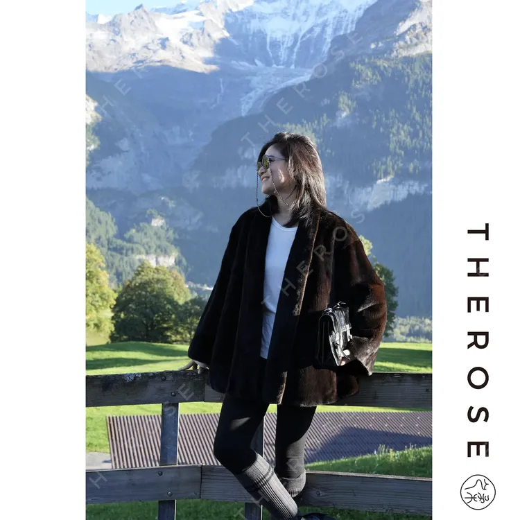 之柔【宝嘉美之巅】进口气质高奢水貂上衣时髦贵气优雅保暖气质外套